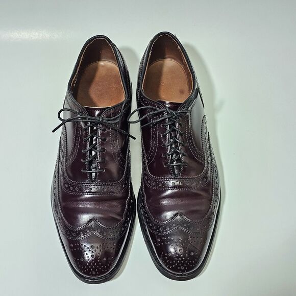 Allen Edmonds McAllister Wingtip Shoes Burgundy MENS Size 7.5 D Preppy Oldmoney
